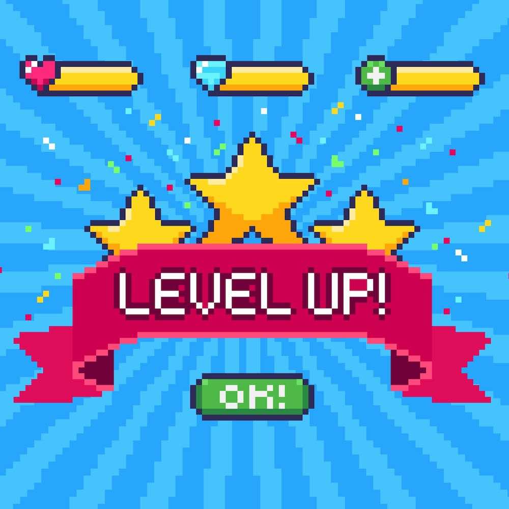 Level-Up Gaming Bild mit 3 Sternen
